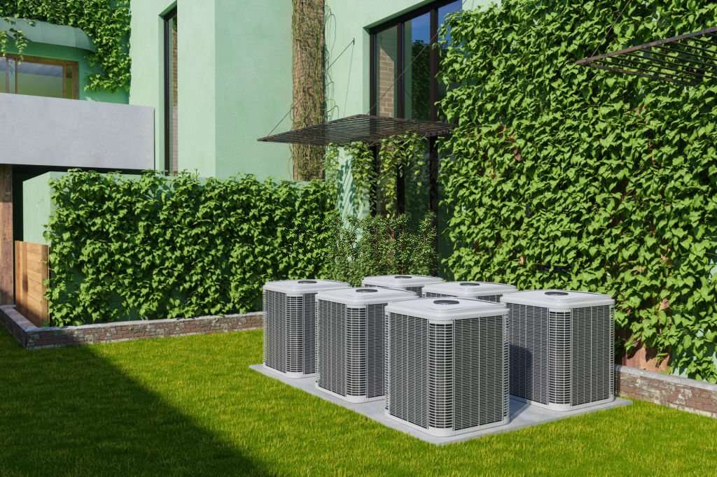 Air Conditioning Outdoor Units In The Backyard
